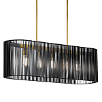 Люстра подвесная овальной формы с металлическим решетчатым абажуром матово-черного цвета и 5 лампами Kichler варинант исполнения - 1 | Loft Concept в Омске