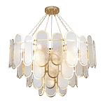 Люстра с многослойным эффектом из овальных элементов из непрозрачного стекла Conformation варинант исполнения - 4 | Loft Concept в Омске