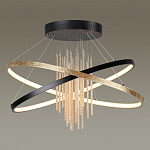 Люстра подвесная с 2-мя пересекающимися круглыми подвесами в черном и золотистом цвете и вертикальными подвесками Ring Horizontal варинант исполнения - 2 | Loft Concept в Омске