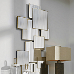 Золотое зеркальное панно из зеркальных квадратов Overlapping варинант исполнения - 2 | Loft Concept в Омске