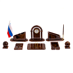 Настольный письменный набор с часами из природного камня обсидиана  Contract Extended варинант исполнения - 1 | Loft Concept в Омске