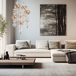 Люстра с плафонами из прозрачного и янтарного стекла в виде шаров и ромбов Gabriel Scott Luna варинант исполнения - 12 | Loft Concept в Омске