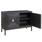 Тумба черная из дерева двухдверная Geometric Double Door Nightstand варинант исполнения - 1 | Loft Concept в Омске