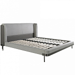 Кровать двуспальная серая с мягким изголовьем из экокожи и ткани Modern Look варинант исполнения - 2 | Loft Concept в Омске