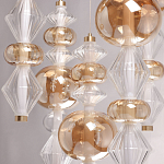 Люстра с плафонами из прозрачного и янтарного стекла в виде шаров и ромбов Gabriel Scott Luna варинант исполнения - 8 | Loft Concept в Омске