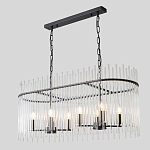 Люстра подвесная овальная со стеклянными прозрачными трубками и металлическим каркасом черного цвета Nembus варинант исполнения - 5 | Loft Concept в Омске