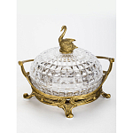 Конфетница из прозрачного рельефного стекла с ручкой и фигуркой лебедя Eden Garden варинант исполнения - 2 | Loft Concept в Омске