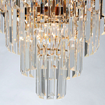 Люстра из черного металла с многоярусными подвесками из прозрачного хрусталя на золотой цепи Empire Black Chandelier Crystal варинант исполнения - 7 | Loft Concept в Омске