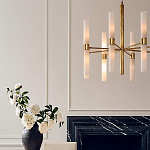 Люстра золотая с 16-ю тонкими цилиндрическими плафонами Shoulders варинант исполнения - 3 | Loft Concept в Омске