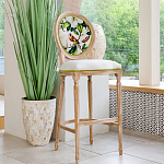 Барный стул золотистый из натурального бука с изображением птицы и цветов Blooming Birds варинант исполнения - 2 | Loft Concept в Омске