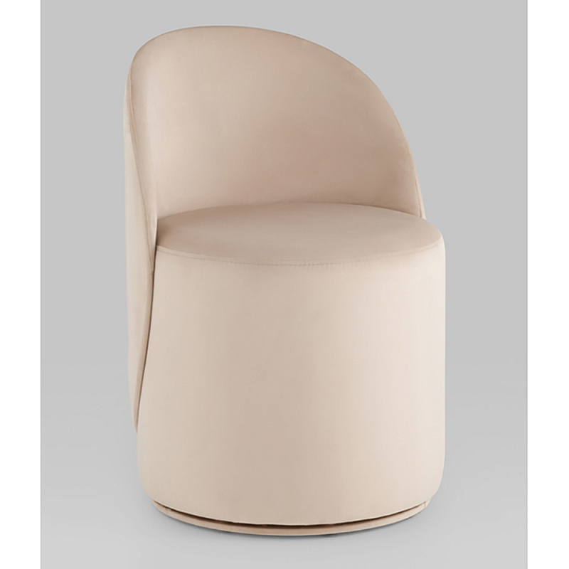Пуф Loreen со спинкой вращающийся велюр молочный Бежевый в Омске | Loft Concept 
