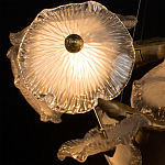 Люстра подвесная круглая с ветвистыми бронзовыми элементами и стеклянными рифлеными дисками Textured Glass Chandelier варинант исполнения - 5 | Loft Concept в Омске