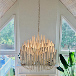 Люстра белая с несколькими ярусами деревянных палочек Bright Wooden Chandelier варинант исполнения - 2 | Loft Concept в Омске