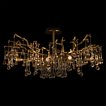 Потолочная люстра в виде ветвей деревьев золотого цвета с прозрачными подвесками-каплями Droplet Chandelier варинант исполнения - 2 | Loft Concept в Омске