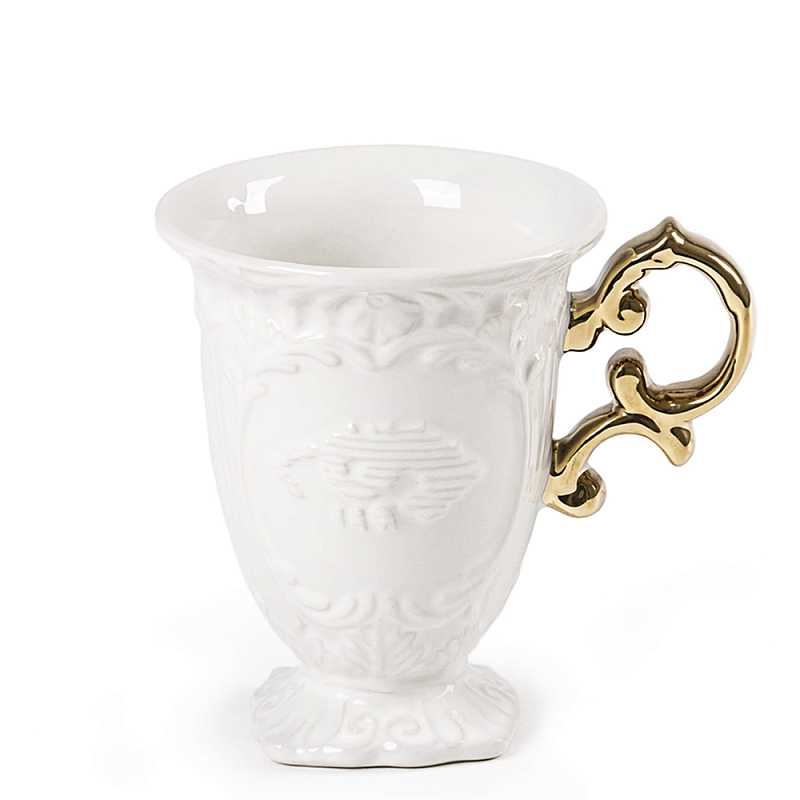 Кружка Seletti I-Mug Gold Белый Золотой в Омске | Loft Concept 