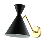 Бра черного цвета с конусообразным плафоном на золотом основании Loft Metal варинант исполнения - 1 | Loft Concept в Омске