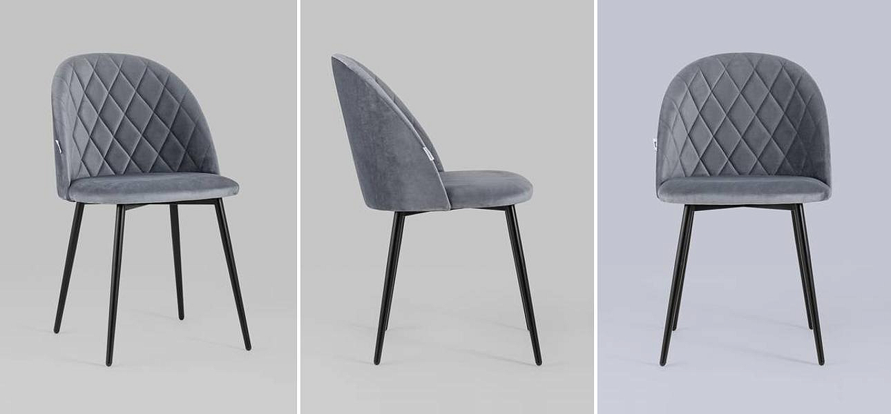 Стул Miruna Rhombus Серый Велюр Стул Miruna Rhombus Серый Велюр - Loft-Concept в Омске