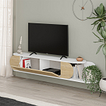 ТВ-тумба подвесная белая с полкой и откидной дверцей цвета древесины TONE TV STAND WHITE варинант исполнения - 3 | Loft Concept в Омске