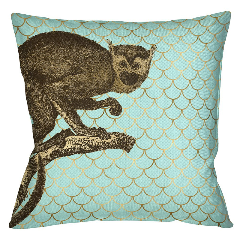 Подушка Safari light blue monkey Бирюзовый Глянцевое золото Подушка Safari light blue monkey Бирюзовый Глянцевое золото в Омске | Loft Concept