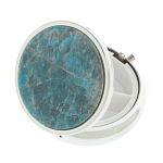 Таблетница карманная круглая с 3-мя отделениями и накладкой из натурального камня Апатит Голубой Silver Stone Pillboxes варинант исполнения - 2 | Loft Concept в Омске