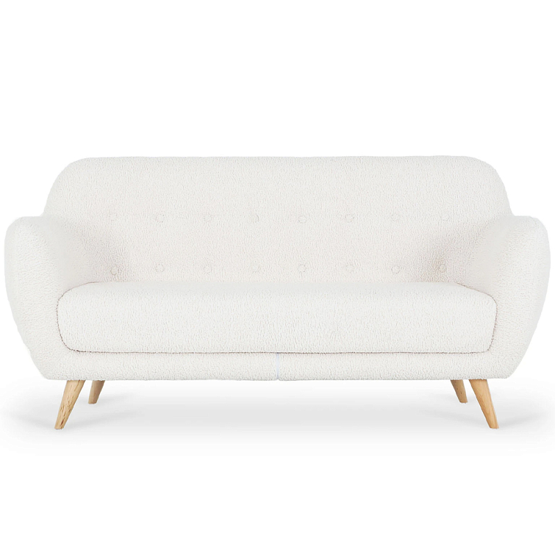 Диван двухместный Palmer Boucle Sofa Молочный Древесина Диван двухместный Palmer Boucle Sofa Молочный Древесина в Омске | Loft Concept