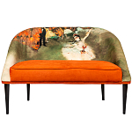 Диван двухместный из натурального бука оранжевый с цветным принтом Impressionism in Art варинант исполнения - 1 | Loft Concept в Омске