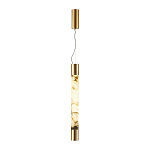 Подвесной светильник цилиндрической формы с плафоном из алебастра и металлическими торцами Латунь 60 см Cryptocrystalline Stone варинант исполнения - 2 | Loft Concept в Омске