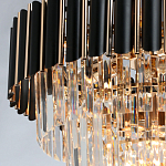 Люстра из черного металла с многоярусными подвесками из прозрачного хрусталя на золотой цепи Empire Black Chandelier Crystal варинант исполнения - 6 | Loft Concept в Омске