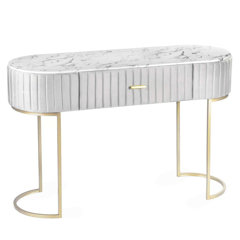 Консоль овальная на золотистых фигруных ножках Wall Console Белый Золотой в Омске | Loft Concept 