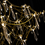 Люстра подвесная с изогнутым металлическим каркасом и множеством хрустальных подвесок Золото Диаметр 80 см Quasar варинант исполнения - 1 | Loft Concept в Омске