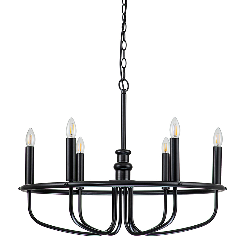 Люстра круглая с 6-ю лампами Kichler Латунь Черный Никель в Омске | Loft Concept 