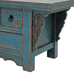 Деревянная ТВ-тумба в китайском стиле с 4-мя ящиками и резным декором голубая Luo Chinese TV Stand Blue варинант исполнения - 3 | Loft Concept в Омске