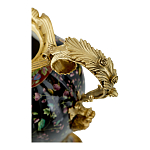 Ваза из фарфора черная с цветочной росписью и бронзовыми элементами Spring Garden варинант исполнения - 2 | Loft Concept в Омске