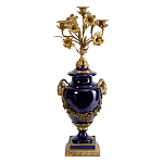 Подсвечник из темно-синего фарфора с бронзовыми элементами и цветами Eden Garden варинант исполнения - 1 | Loft Concept в Омске