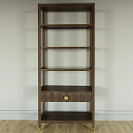 Стеллаж Elsa Dreams Walnut со стеклянными полками и ящиком варинант исполнения - 4 | Loft Concept в Омске