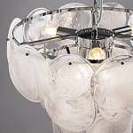 Люстра из белых стеклянных дисков на серебрянном каркасе White Glowing Reflectors варинант исполнения - 5 | Loft Concept в Омске