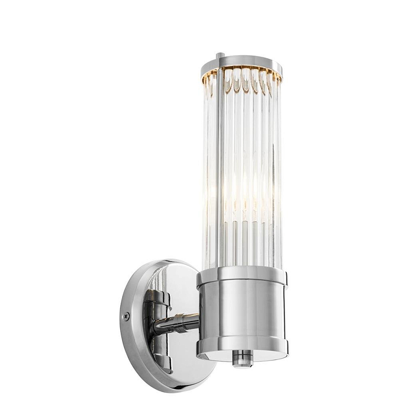 Бра Wall Lamp Claridges Single Nickel Никель Прозрачное Стекло в Омске | Loft Concept 