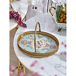 Блюдо овальное с ручкой и голубым фарфоровым дном с цветочным рисунком Blue Garden варинант исполнения - 3 | Loft Concept в Омске