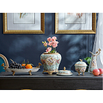 Блюдо овальное из голубого фарфора с ручками в виде бабочек и цветочным рисунком Blue Garden варинант исполнения - 4 | Loft Concept в Омске