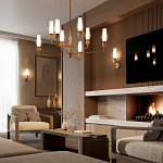 Люстра на штанге с 8-ю цилиндрическими матовыми плафонами и шарами из камня Orb Essence варинант исполнения - 9 | Loft Concept в Омске