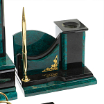 Настольный письменный набор из змеевика тёмно-зелёного цвета с декором в виде орла Successful Leader варинант исполнения - 5 | Loft Concept в Омске