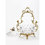 Конфетница с бронзовой ручкой и фарфоровой птичкой на крышке Eden Garden варинант исполнения - 2 | Loft Concept в Омске