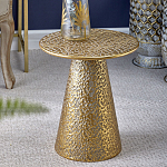 Журнальный столик с конусообразной основой и текстурной поверхностью золотого цвет Ethnic Metal варинант исполнения - 3 | Loft Concept в Омске