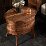 Прикроватный столик из дерева с 2-мя ящиками Moon Walnut Furniture варинант исполнения - 3 | Loft Concept в Омске