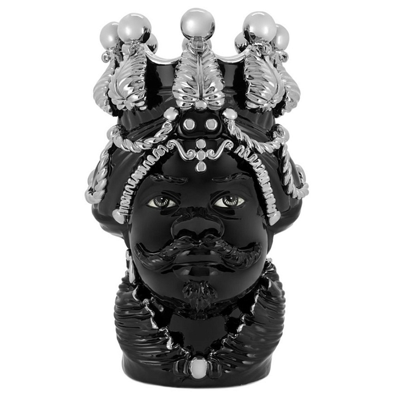 Ваза Vase Moro Man Ltd Platinum Черный Серебряный Ваза Vase Moro Man Ltd Platinum Черный Серебряный в Омске | Loft Concept