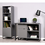 Стеллаж книжный цвета графит с 3-мя открытыми полками и дверкой Strict Lines варинант исполнения - 4 | Loft Concept в Омске