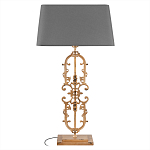 Настольная лампа на ажурном чугунном основании с тканевым серым абажуром Openwork Lamp варинант исполнения - 1 | Loft Concept в Омске
