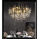 Люстра черная с прозрачными стеклянными подвесками в форме капель FAIRYTREE Light варинант исполнения - 4 | Loft Concept в Омске