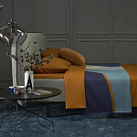 Плед из хлопка синего цвета с абстрактным принтом Elysian Flow Ocean варинант исполнения - 6 | Loft Concept в Омске