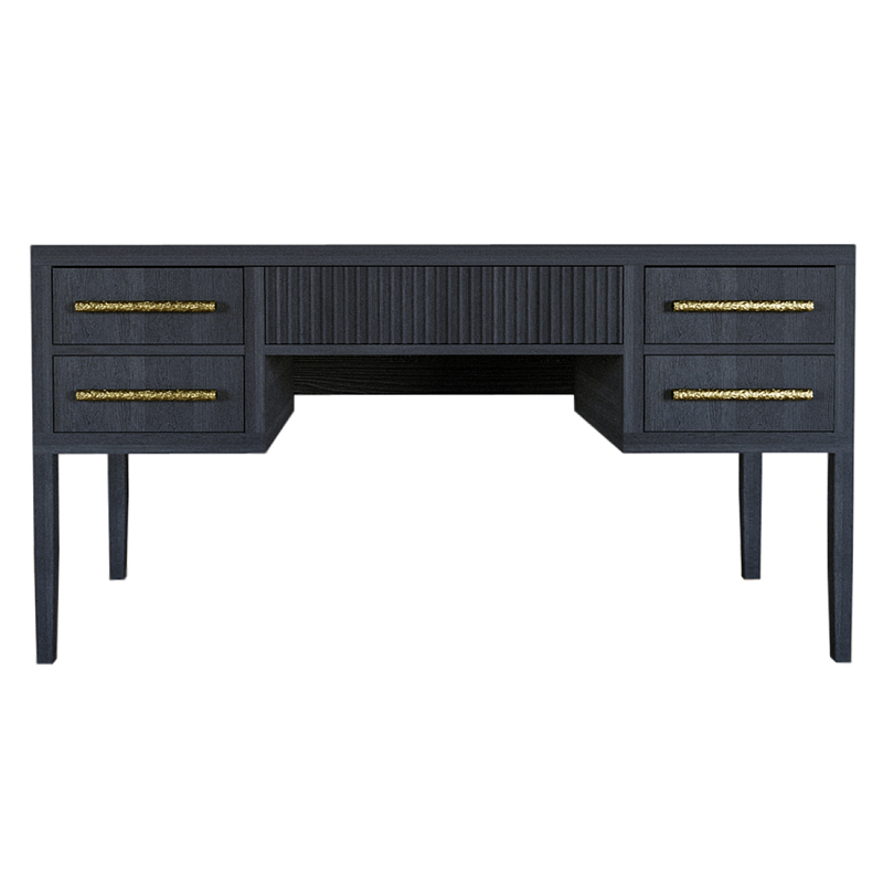 Большой Рабочий стол Primo с 5 выдвижными ящиками Черный дуб Черный в Омске | Loft Concept 